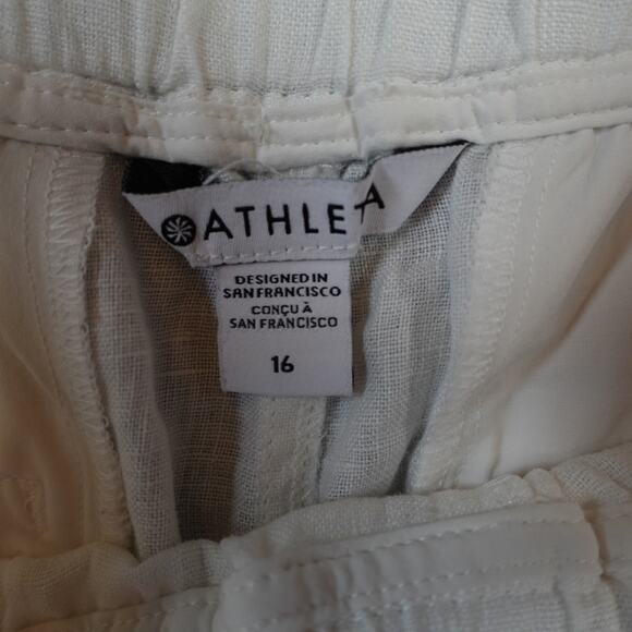 Athleta Pants Womens 16 Cabo Linen Wide Leg Pant White Beachy Relaxed Lagenlook - Picture 6 of 11